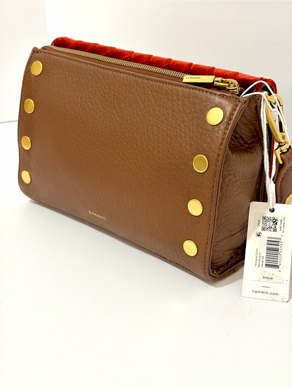 Hammitt Montana Small Clutch In Monarch Velvet With Antique Gold Hardware NWT - Picture 9 of 16